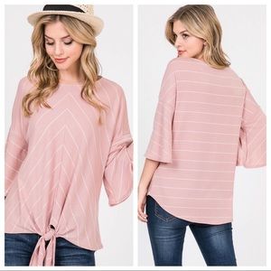 Stripe top with front knot